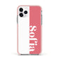 Pink White Personalised Apple iPhone 11 Pro in Silver with Pink Impact Case