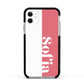 Pink White Personalised Apple iPhone 11 in White with Black Impact Case