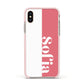 Pink White Personalised Apple iPhone Xs Impact Case Pink Edge on Gold Phone