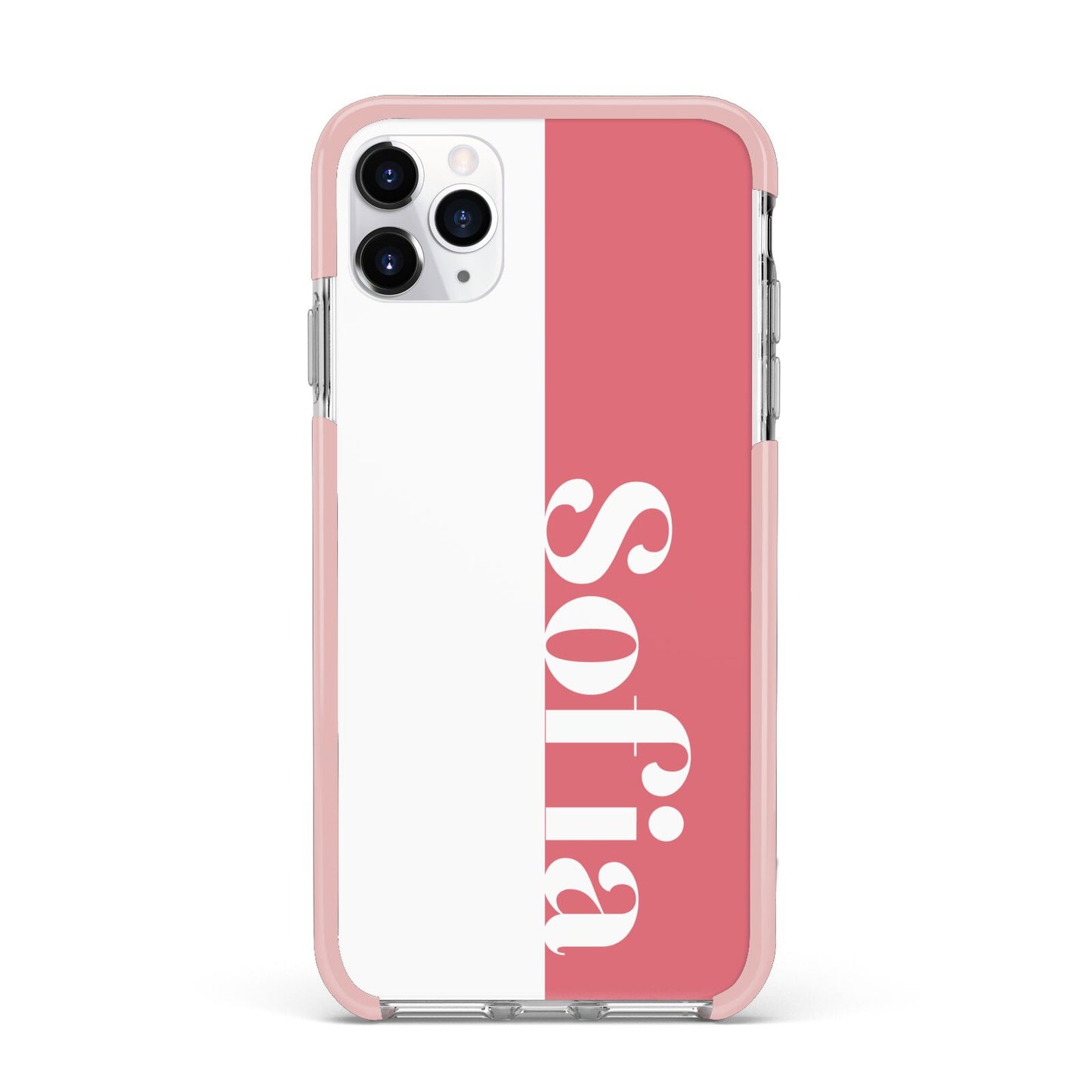 Pink White Personalised iPhone 11 Pro Max Impact Pink Edge Case