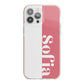 Pink White Personalised iPhone 13 Pro Max TPU Impact Case with Pink Edges