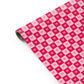 Pink and Red Checker Heart Personalised Gift Wrap