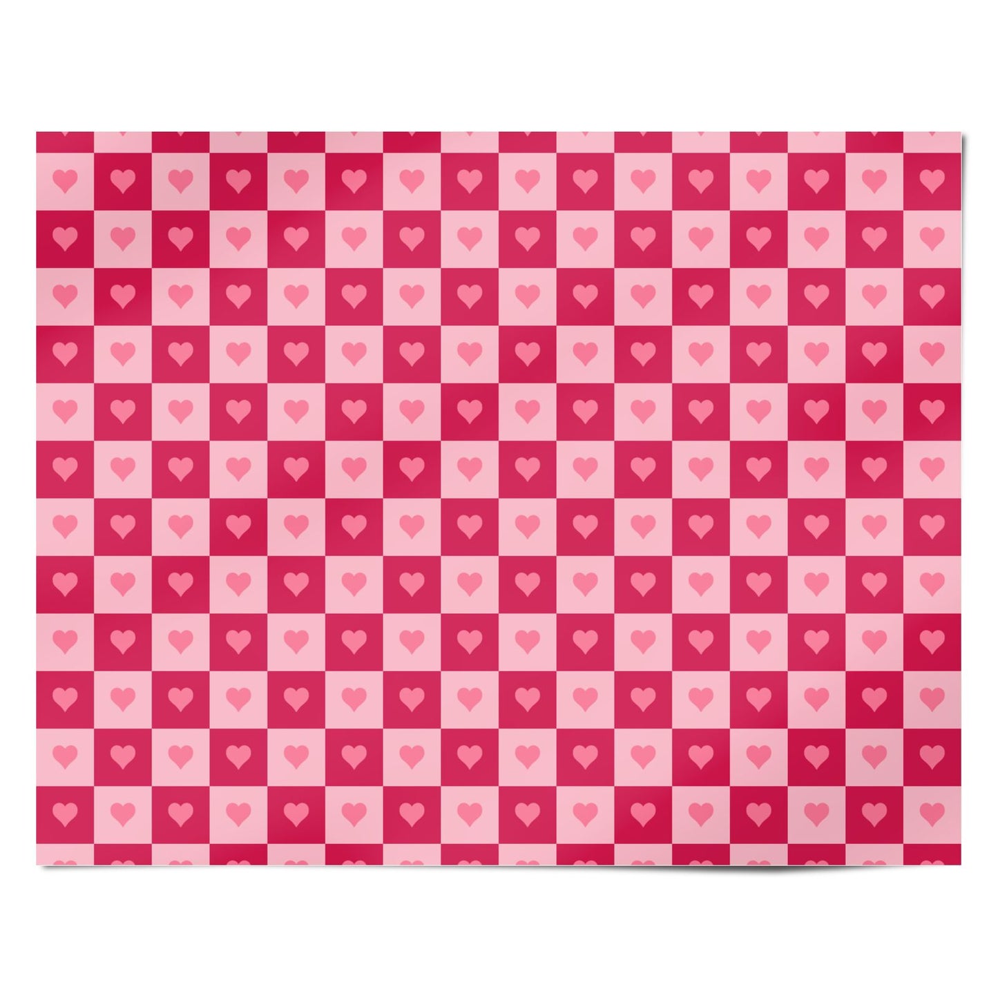 Pink and Red Checker Heart Personalised Wrapping Paper Alternative