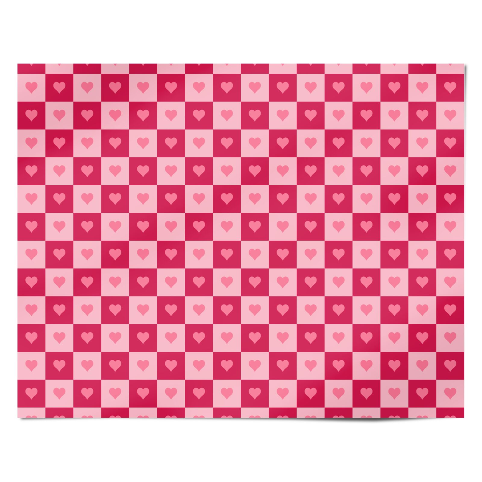 Pink and Red Checker Heart Personalised Wrapping Paper Alternative