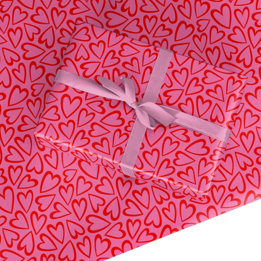 Pink and Red Love Heart Custom Wrapping Paper