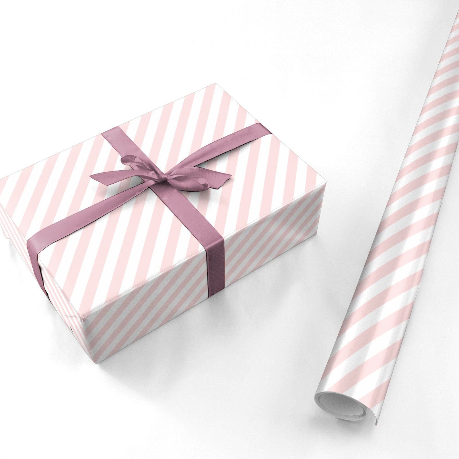 Pink and White Striped Personalised Wrapping Paper