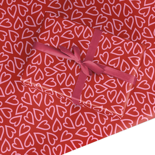 Red Love Heart Custom Wrapping Paper