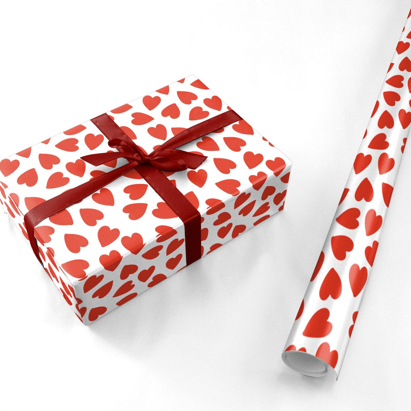 Red Love Heart Pattern Personalised Wrapping Paper