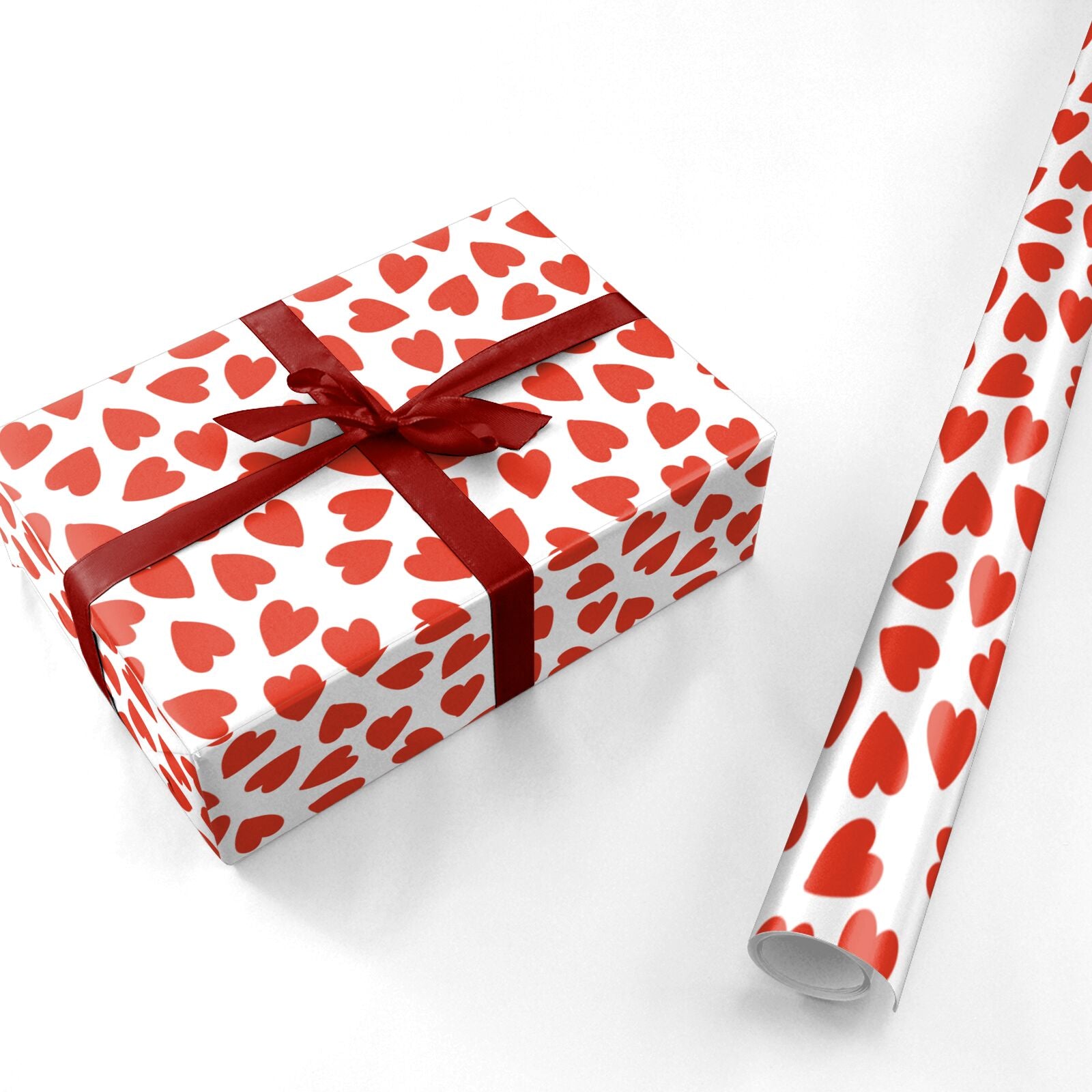 Red Love Heart Pattern Personalised Wrapping Paper