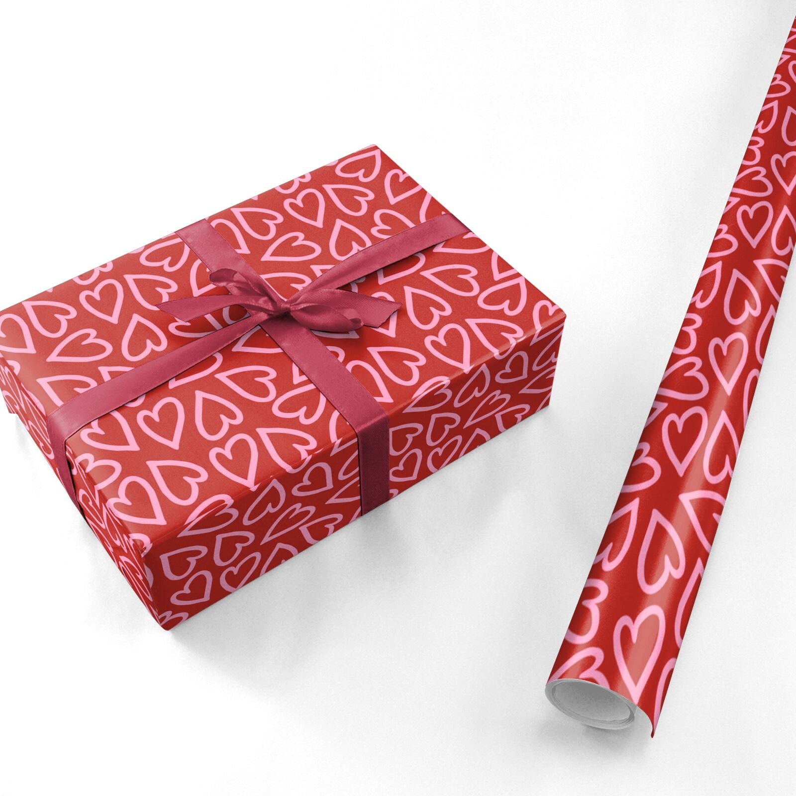 Red Love Heart Personalised Wrapping Paper