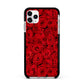 Red Rose Apple iPhone 11 Pro Max in Silver with Black Impact Case