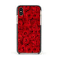 Red Rose Apple iPhone Xs Impact Case Black Edge on Gold Phone