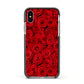 Red Rose Apple iPhone Xs Impact Case Black Edge on Silver Phone