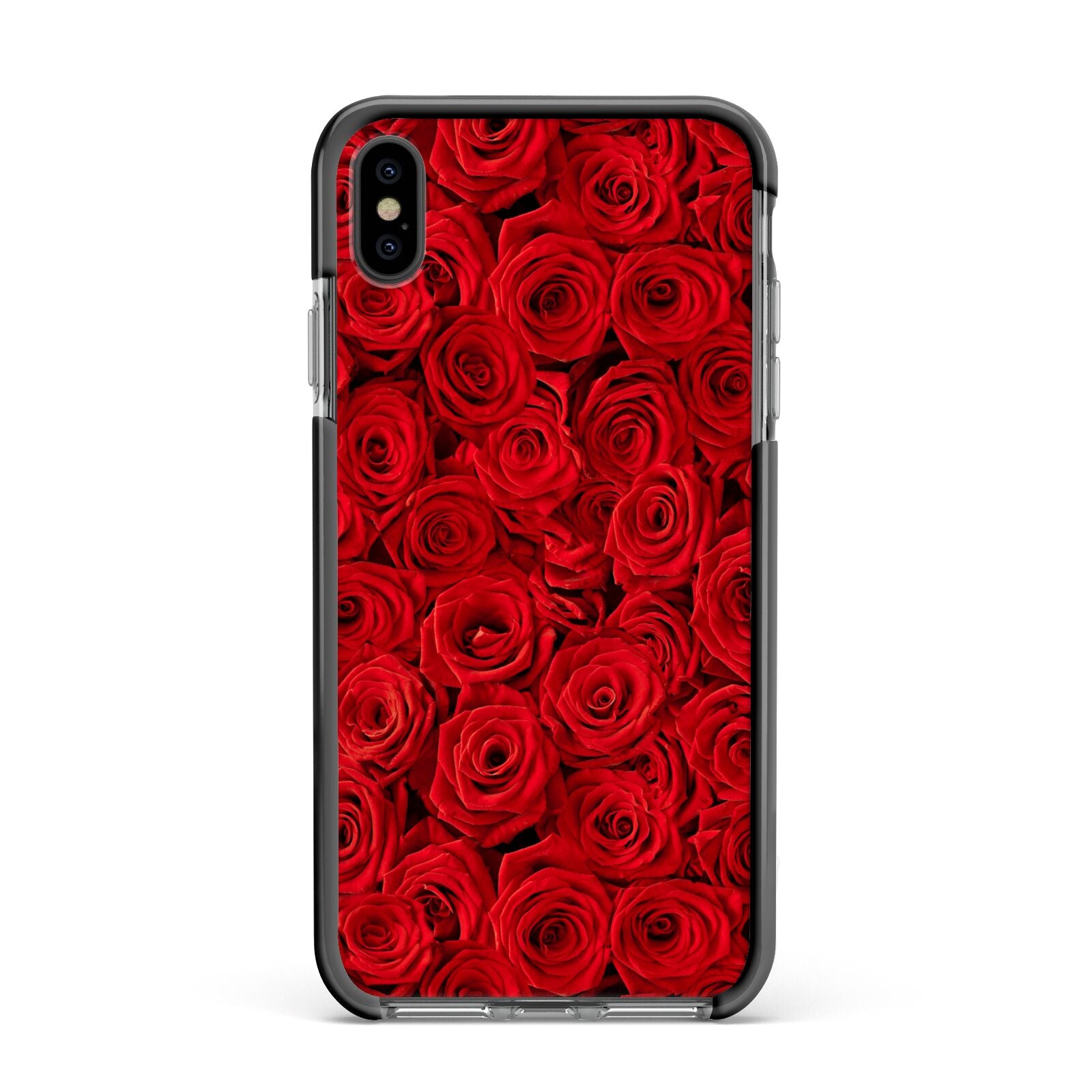 Red Rose Apple iPhone Xs Max Impact Case Black Edge on Black Phone