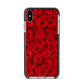 Red Rose Apple iPhone Xs Max Impact Case Black Edge on Silver Phone