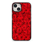 Red Rose iPhone 14 Black Impact Case on Silver phone