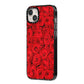 Red Rose iPhone 14 Plus Black Impact Case Side Angle on Silver phone