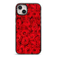 Red Rose iPhone 14 Plus Black Impact Case on Silver phone