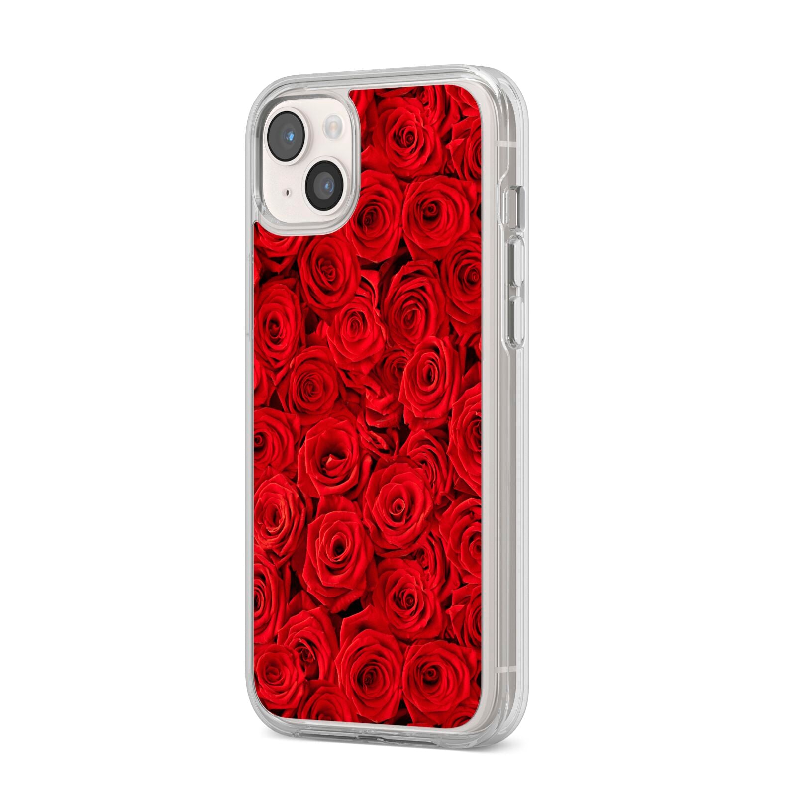 Red Rose iPhone 14 Plus Clear Tough Case Starlight Angled Image