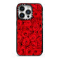 Red Rose iPhone 14 Pro Black Impact Case on Silver phone