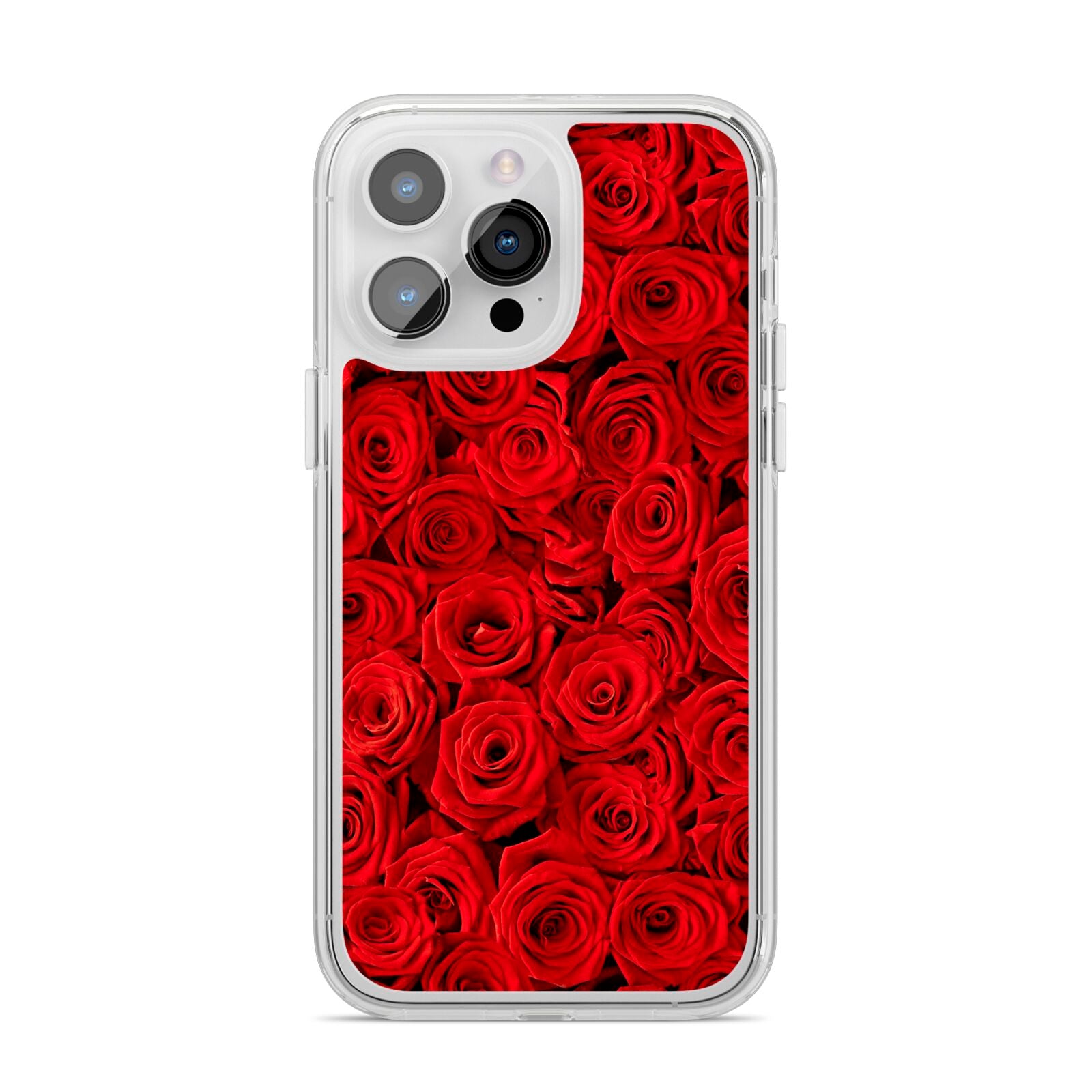 Red Rose iPhone 14 Pro Max Clear Tough Case Silver