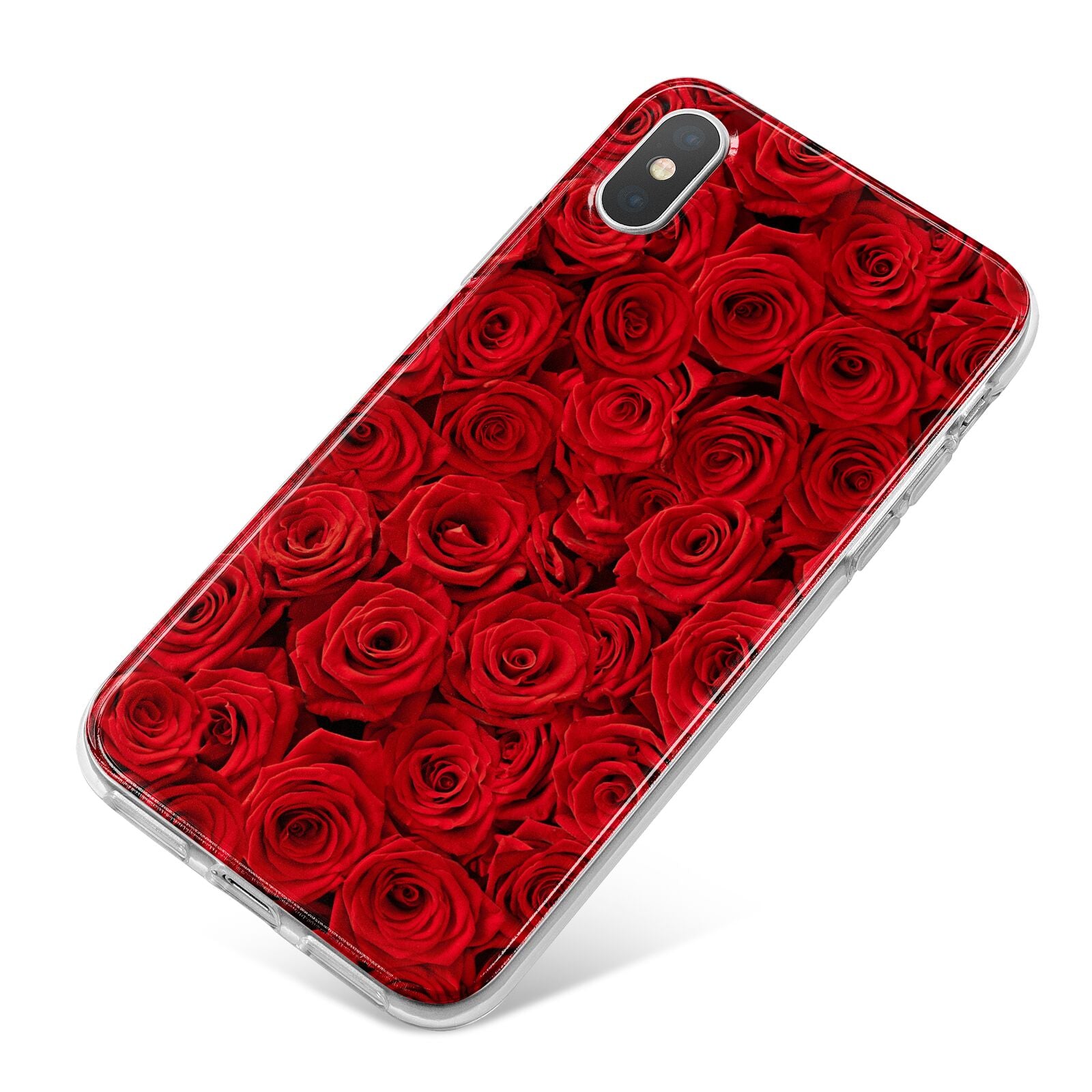 Red Rose iPhone X Bumper Case on Silver iPhone