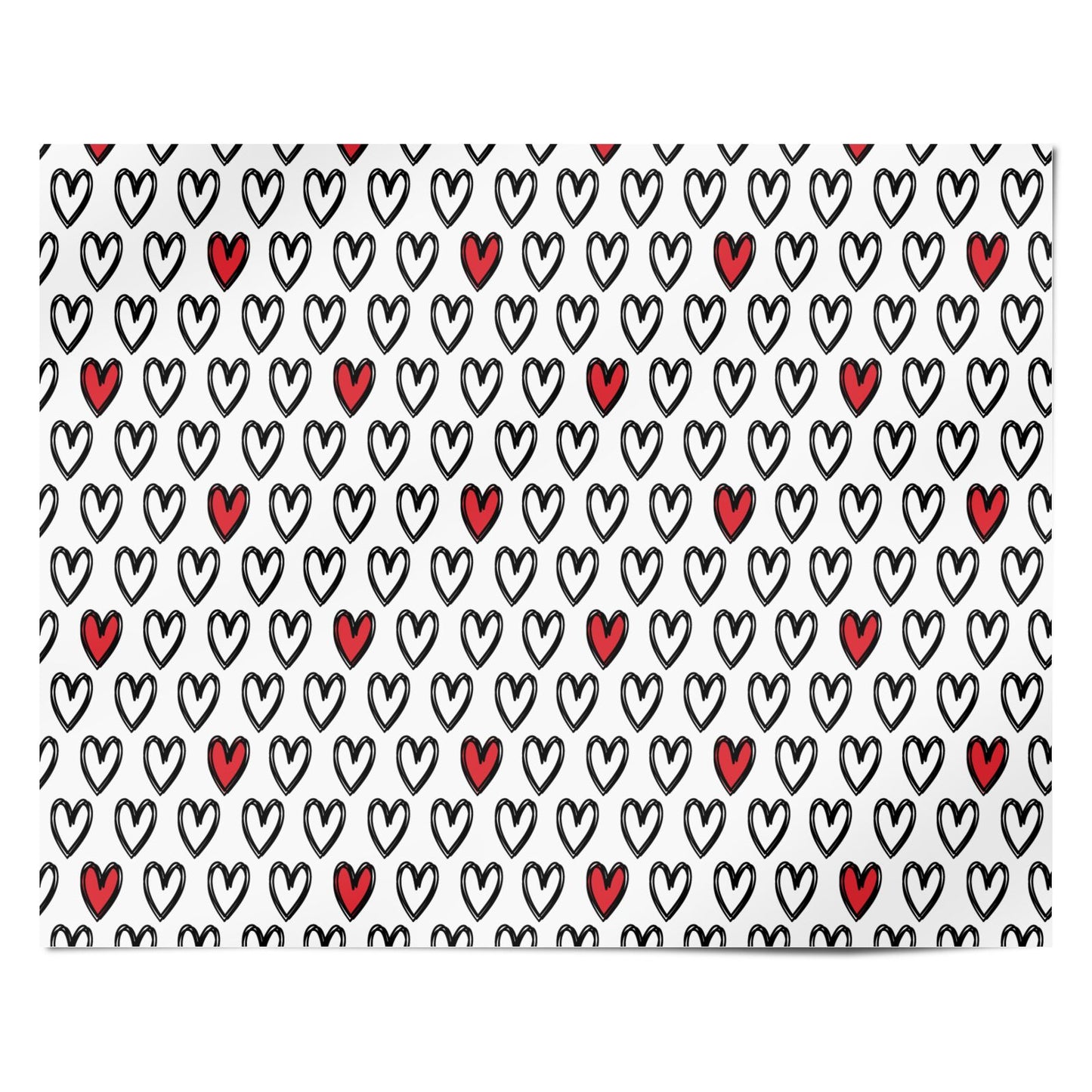 Red and Black Love Heart Outline Personalised Wrapping Paper Alternative