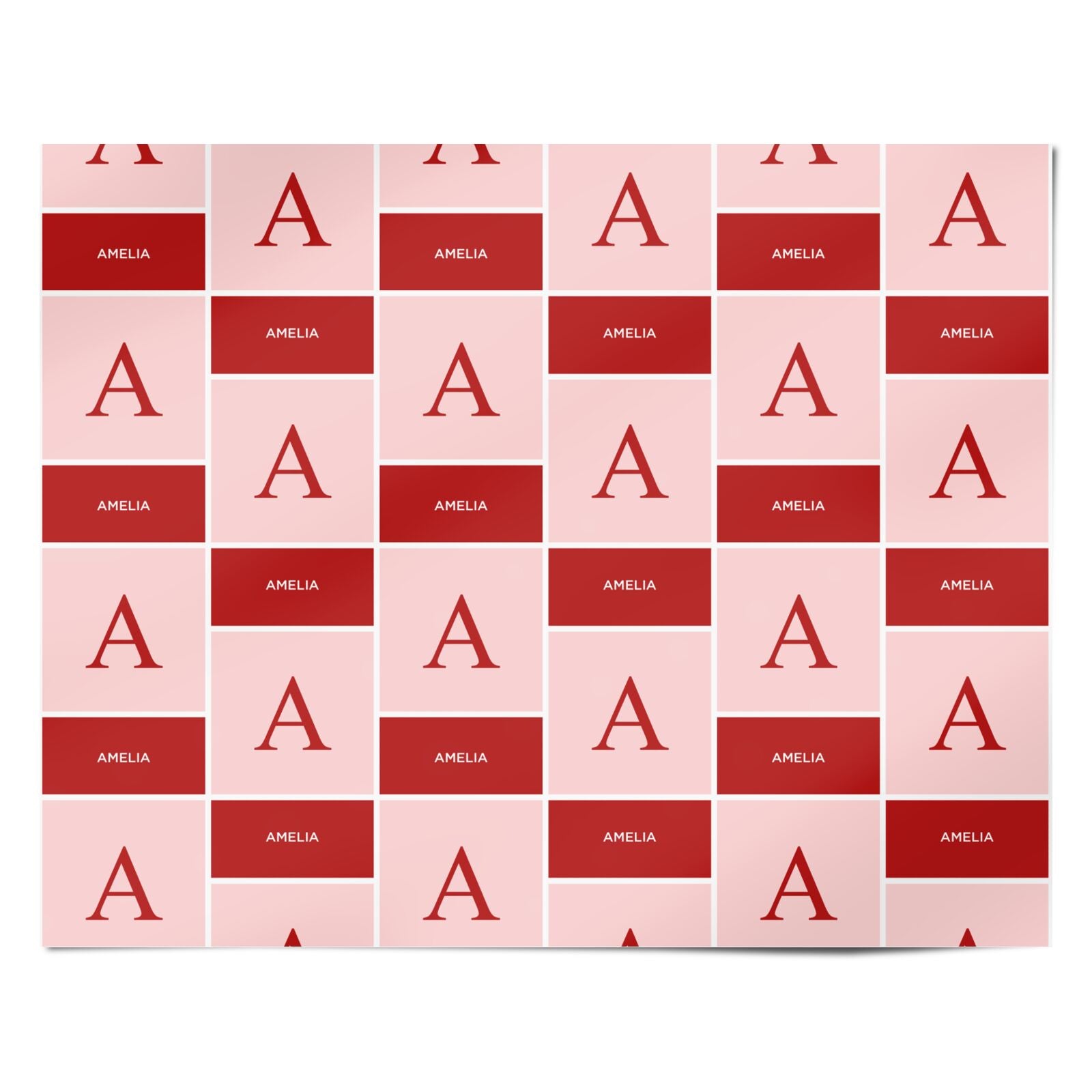 Red and Pink Personalised Name Personalised Wrapping Paper Alternative