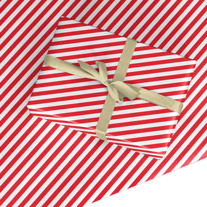 Red and White Striped Custom Wrapping Paper