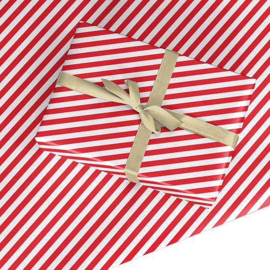 Red and White Striped Custom Wrapping Paper