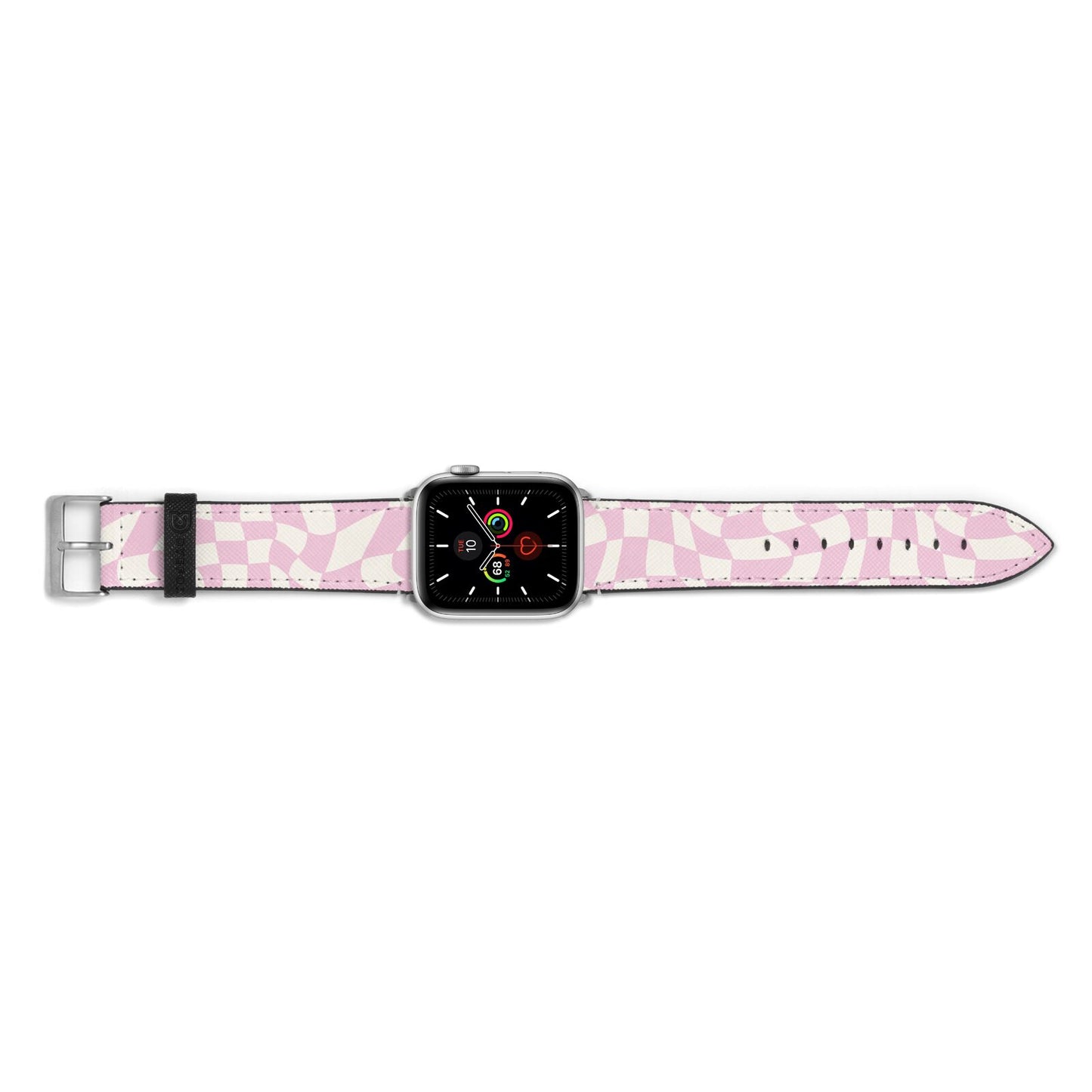 Retro Pink Check Apple Watch Strap Landscape Image Silver Hardware