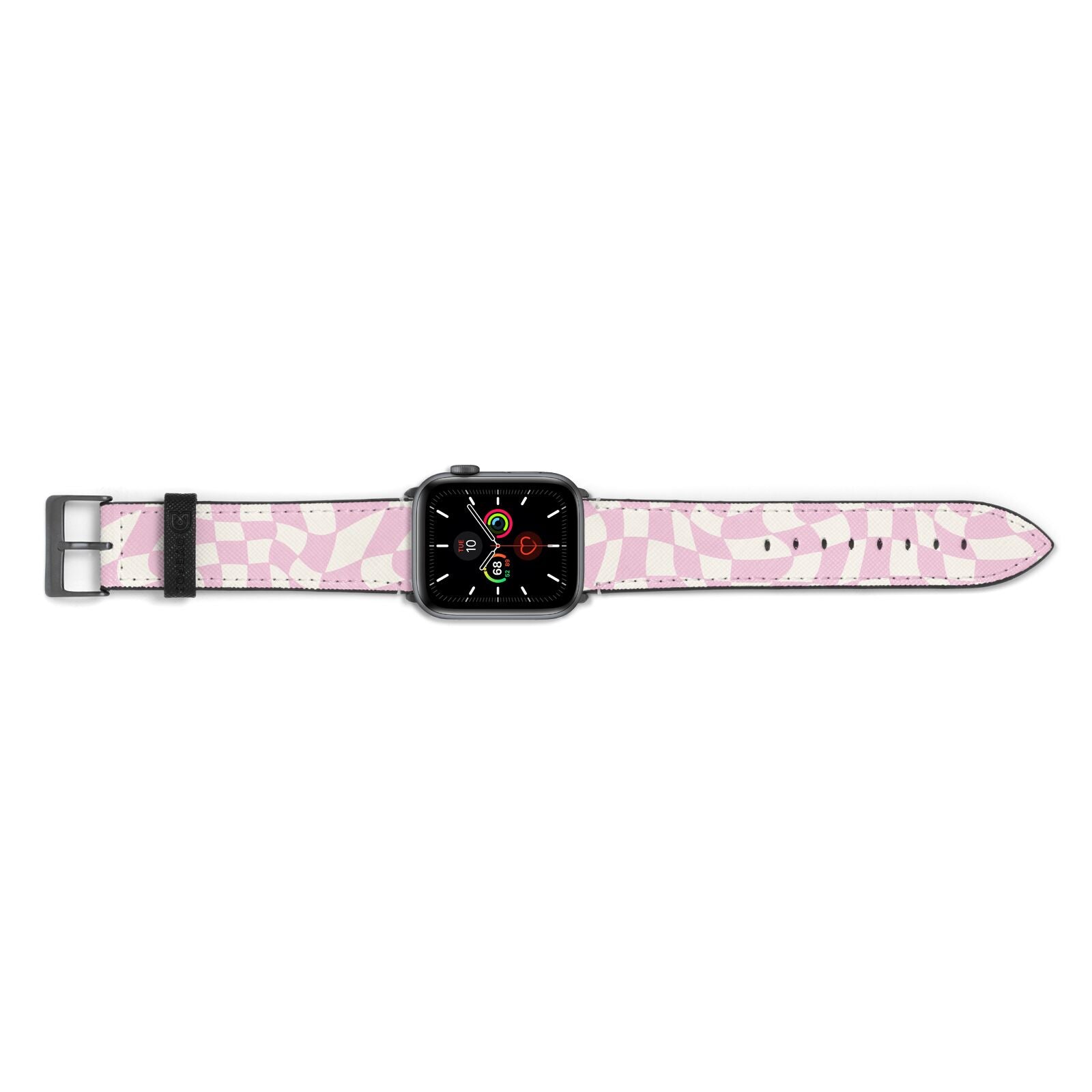 Retro Pink Check Apple Watch Strap Landscape Image Space Grey Hardware