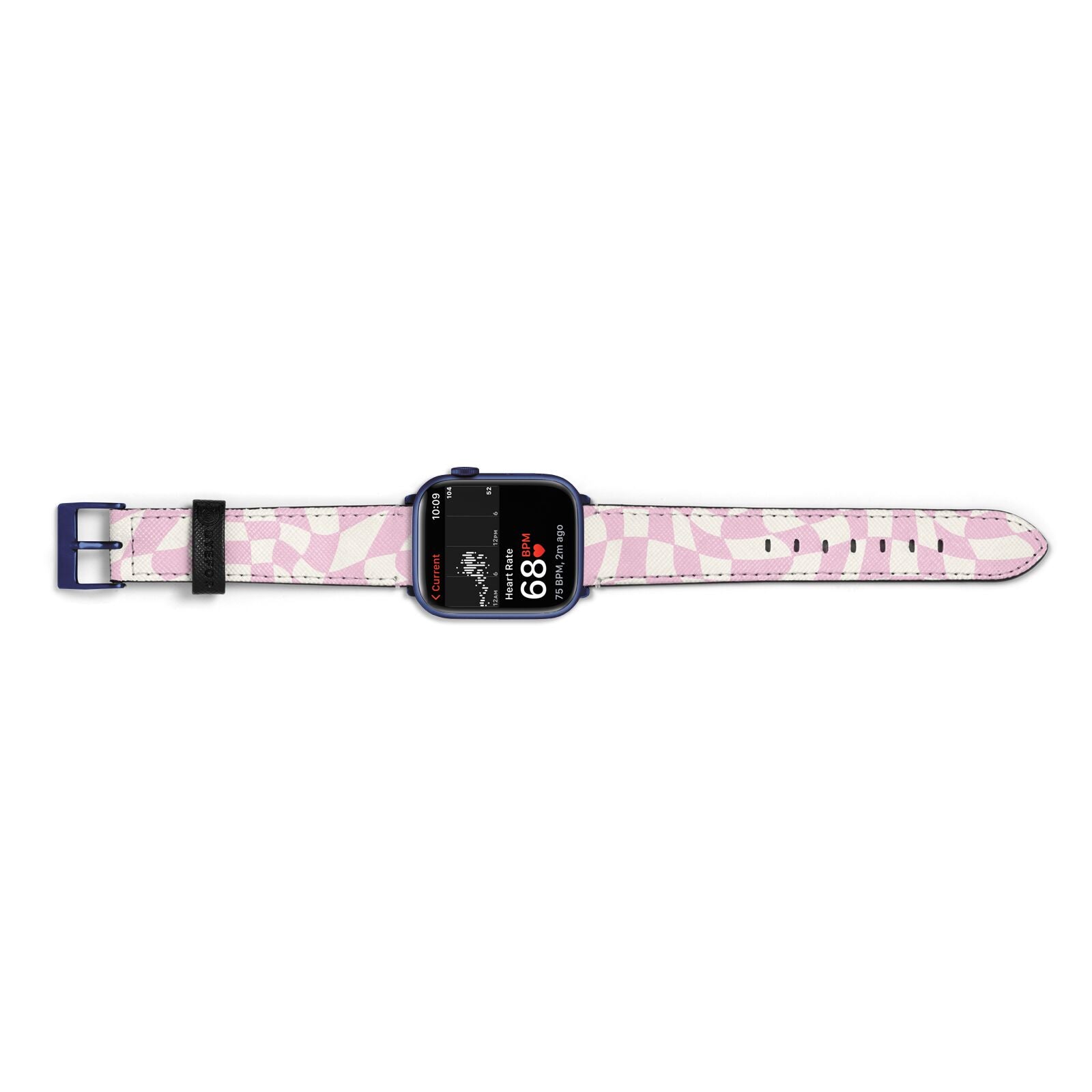 Retro Pink Check Apple Watch Strap Size 38mm Landscape Image Blue Hardware