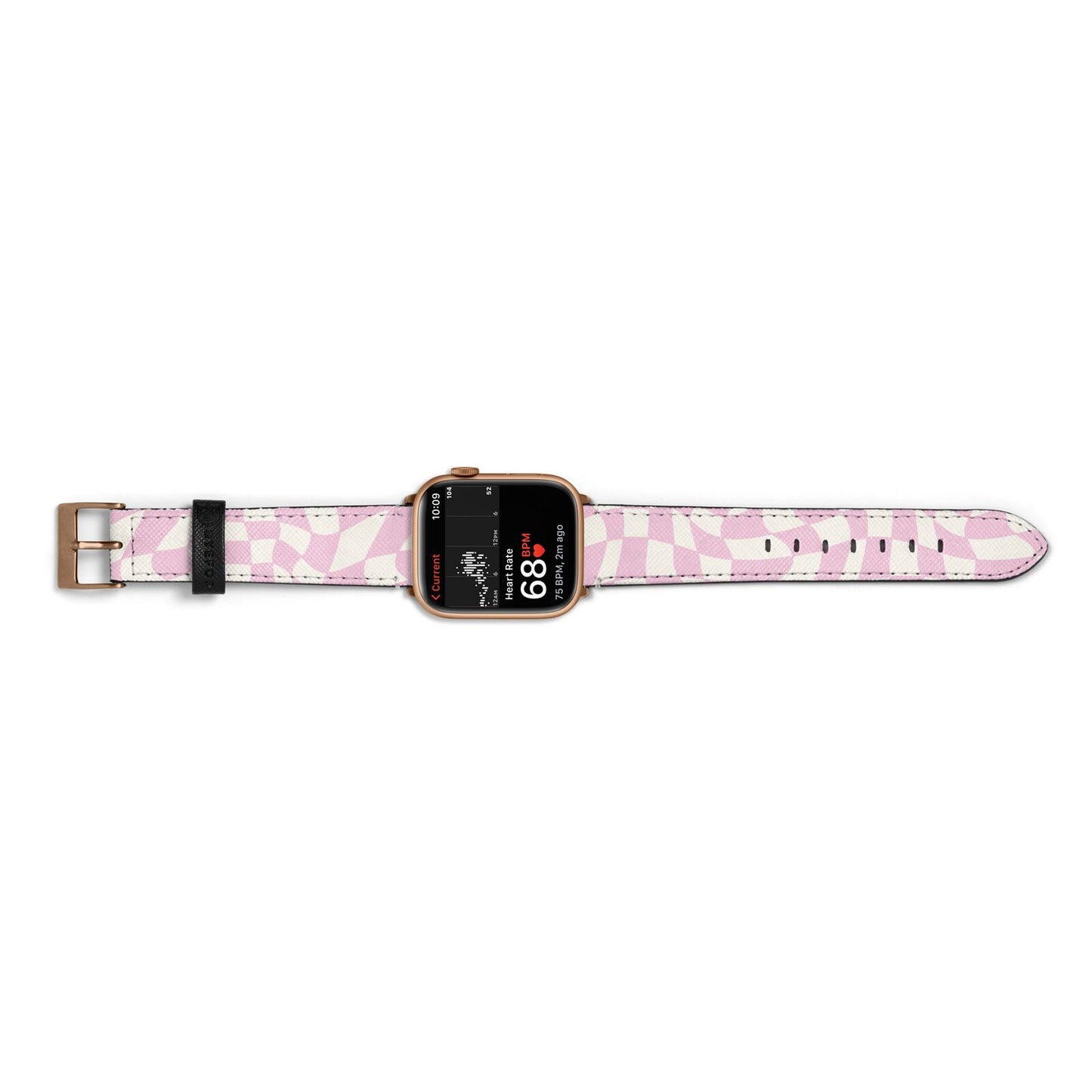 Retro Pink Check Apple Watch Strap Size 38mm Landscape Image Gold Hardware