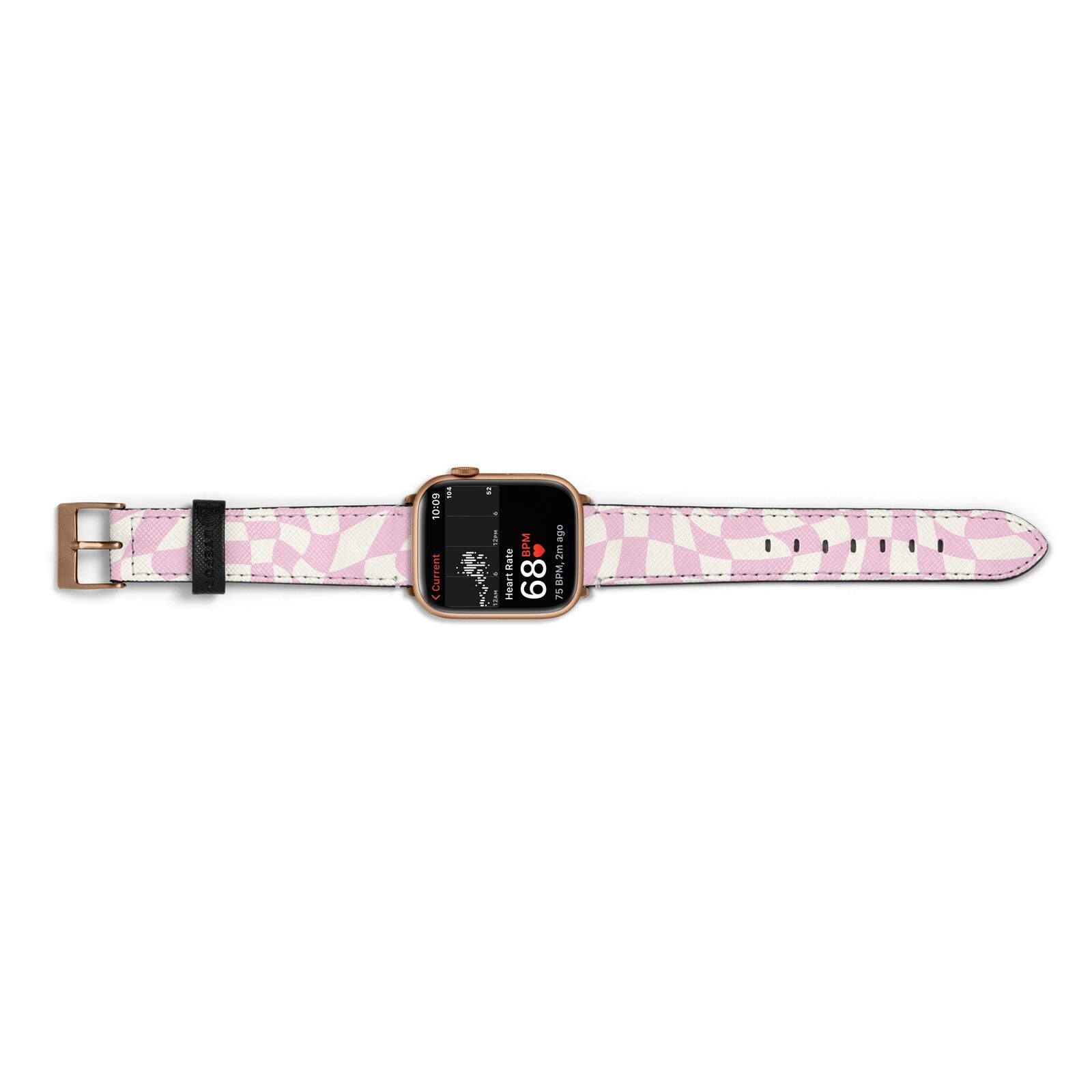 Retro Pink Check Apple Watch Strap Size 38mm Landscape Image Gold Hardware