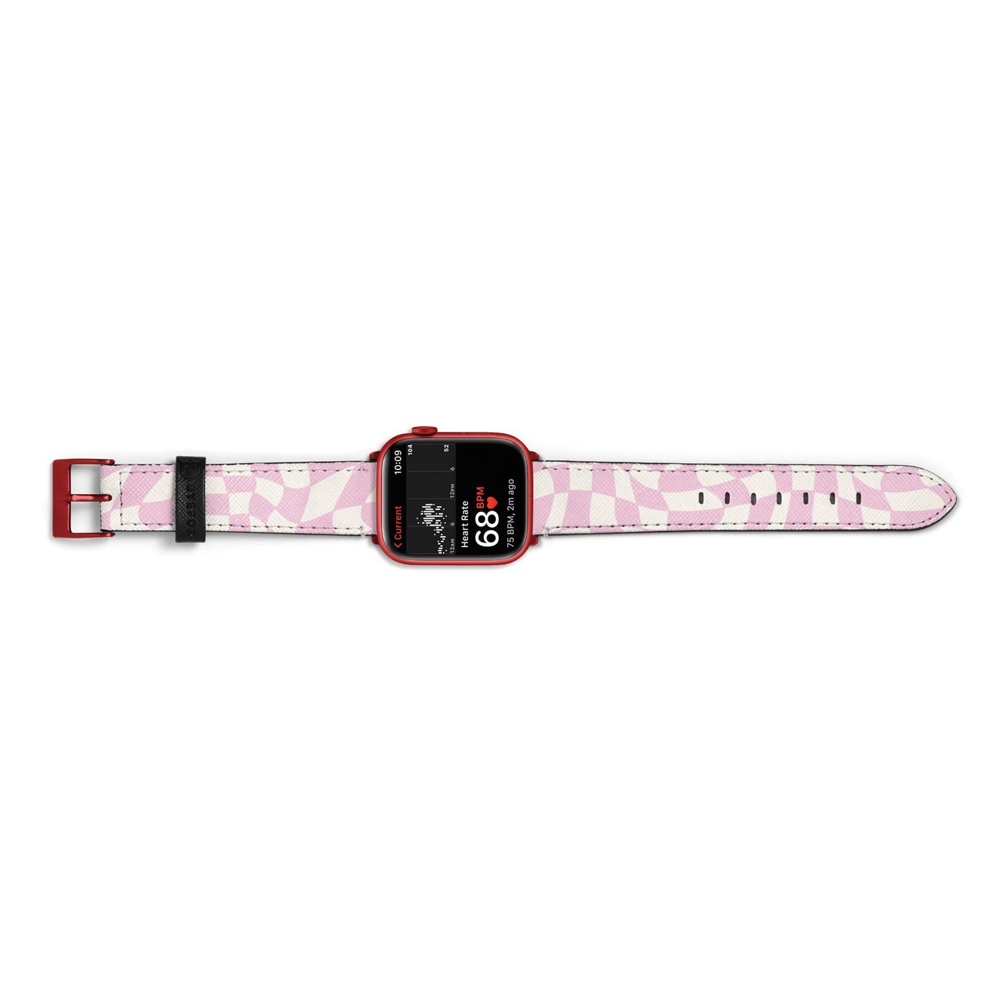 Retro Pink Check Apple Watch Strap Size 38mm Landscape Image Red Hardware