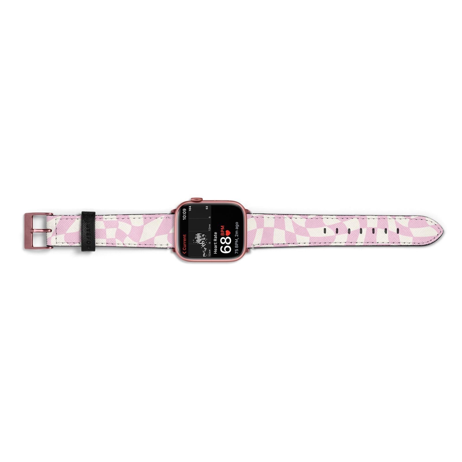 Retro Pink Check Apple Watch Strap Size 38mm Landscape Image Rose Gold Hardware