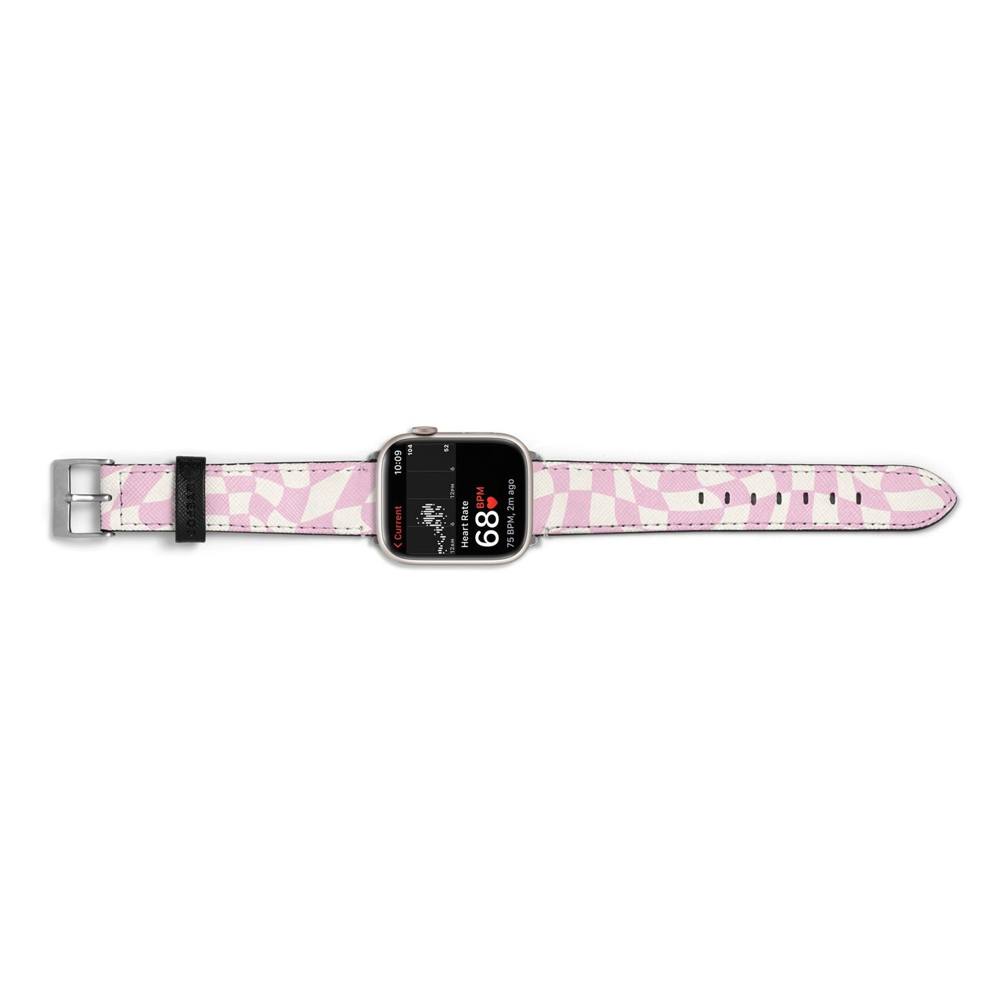 Retro Pink Check Apple Watch Strap Size 38mm Landscape Image Silver Hardware