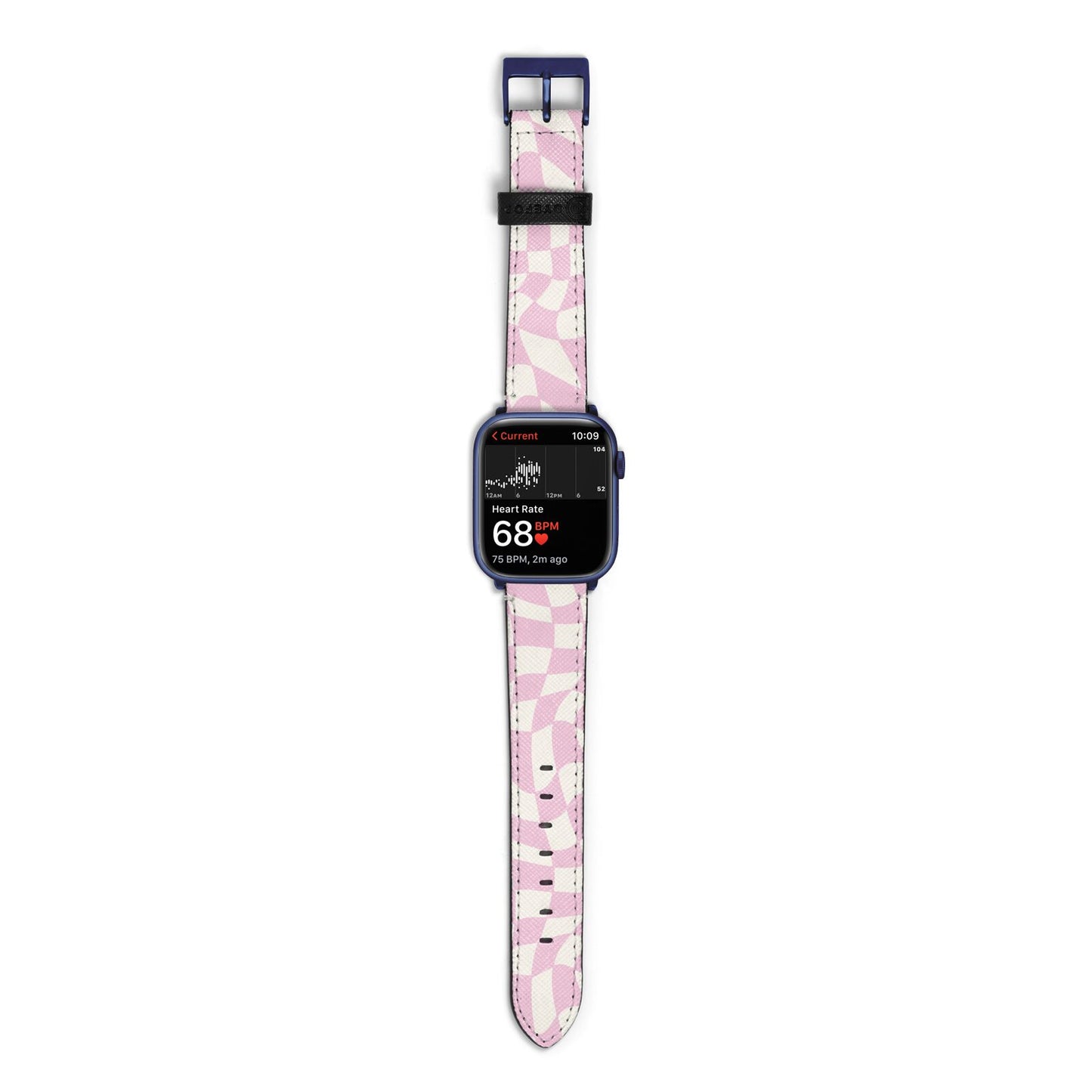 Retro Pink Check Apple Watch Strap Size 38mm with Blue Hardware