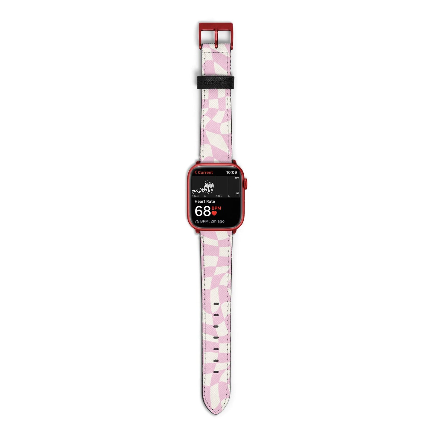 Retro Pink Check Apple Watch Strap Size 38mm with Red Hardware