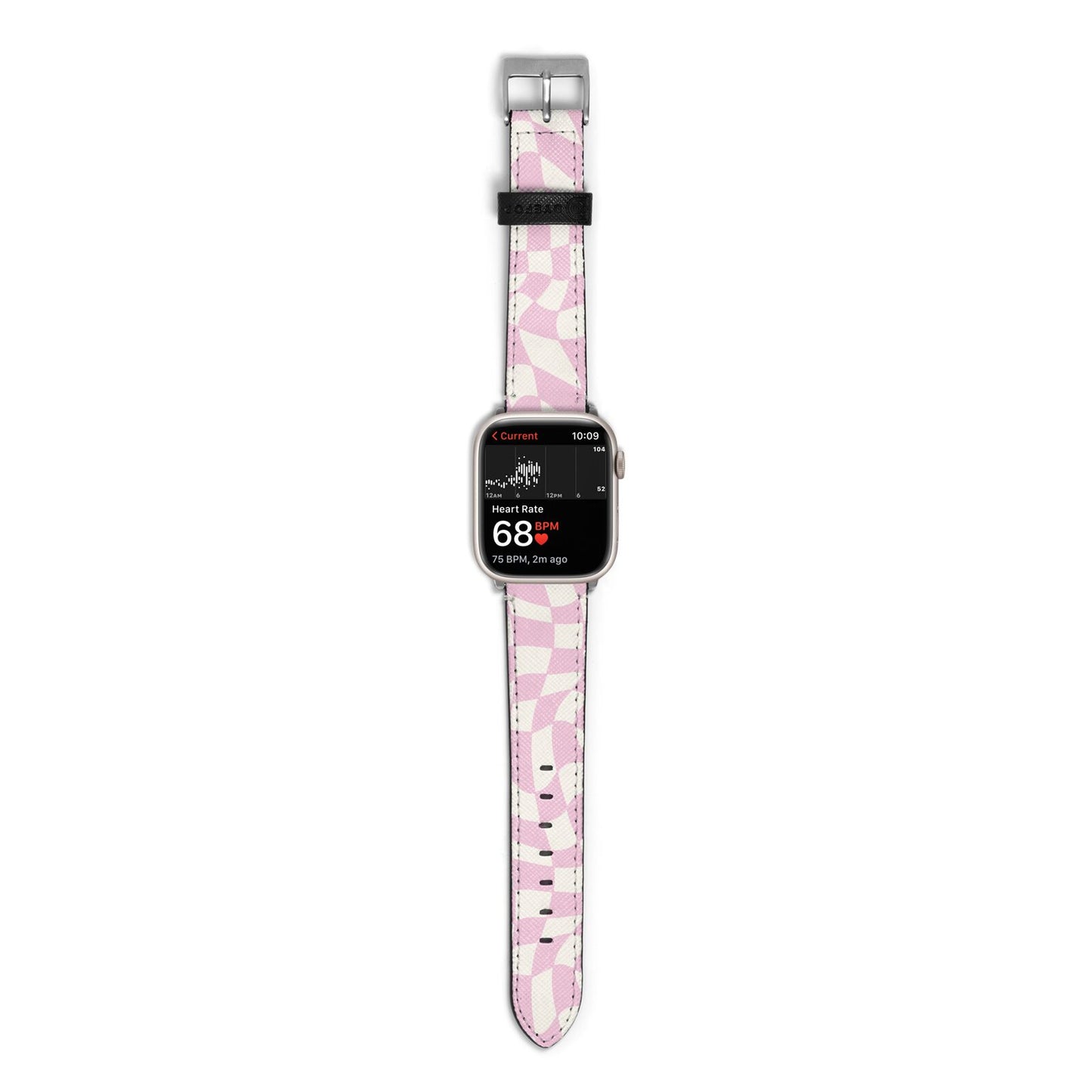 Retro Pink Check Apple Watch Strap Size 38mm with Silver Hardware