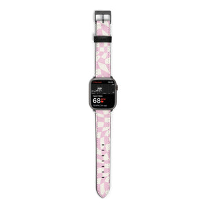 Retro Pink Check Watch Strap