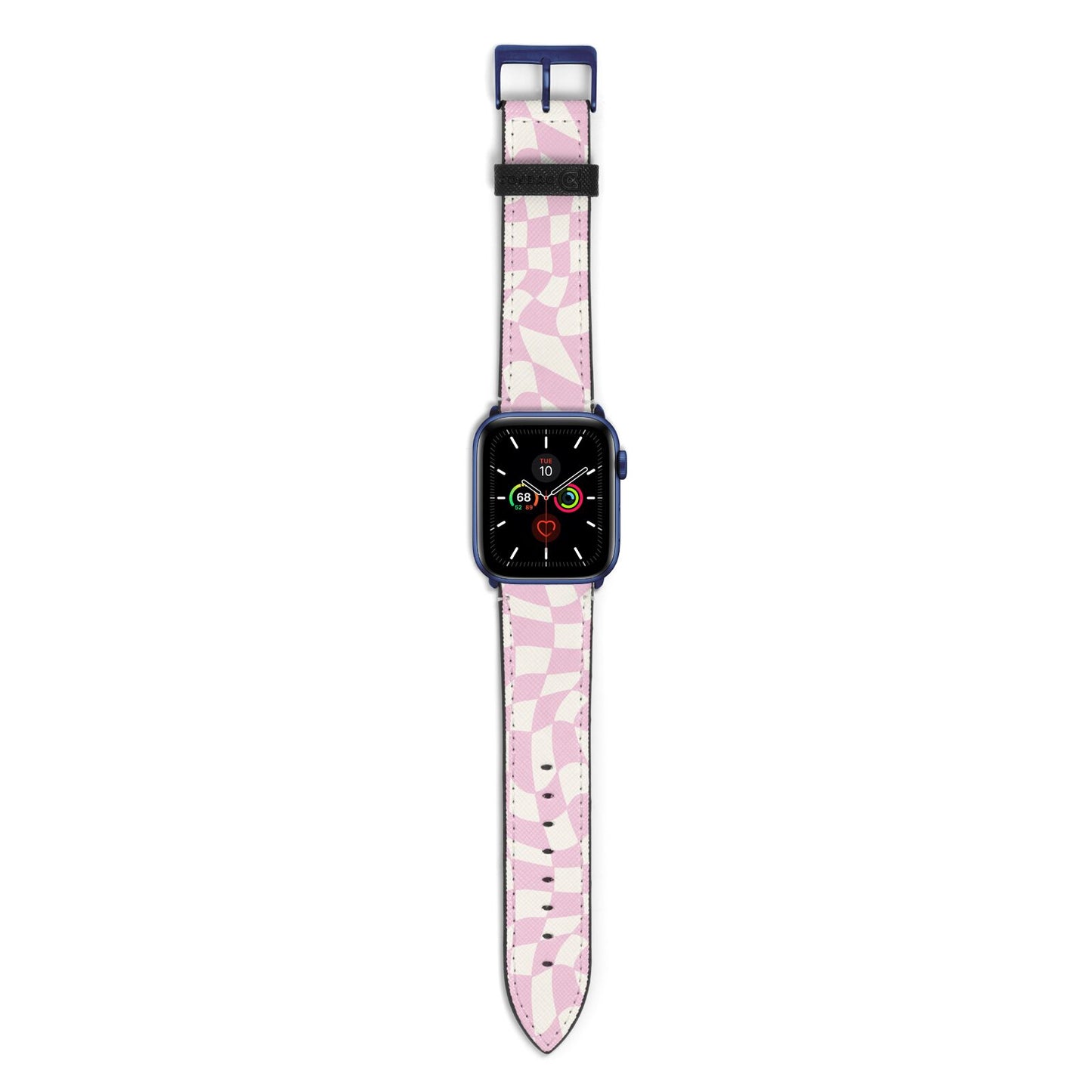 Retro Pink Check Apple Watch Strap with Blue Hardware