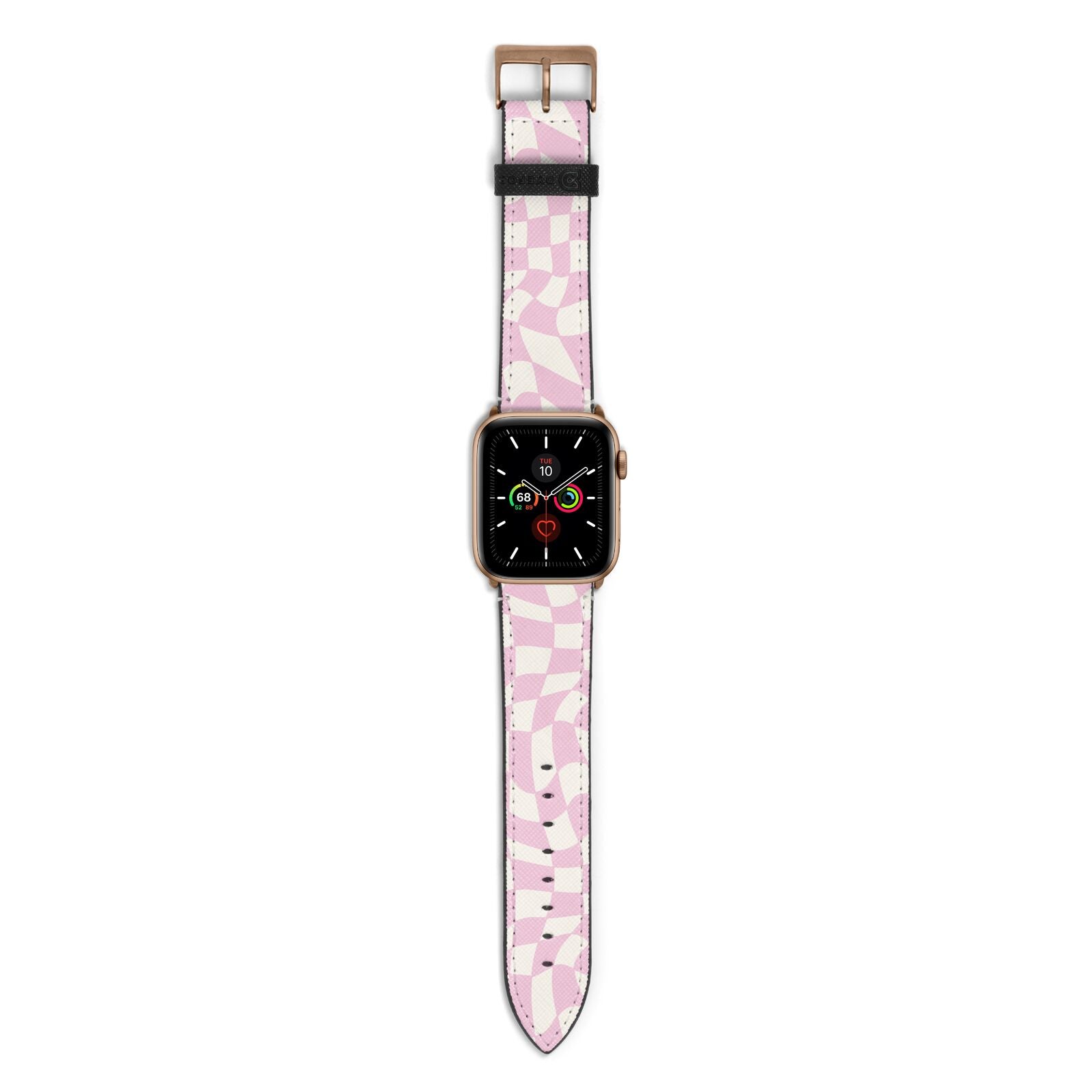 Retro Pink Check Apple Watch Strap with Gold Hardware