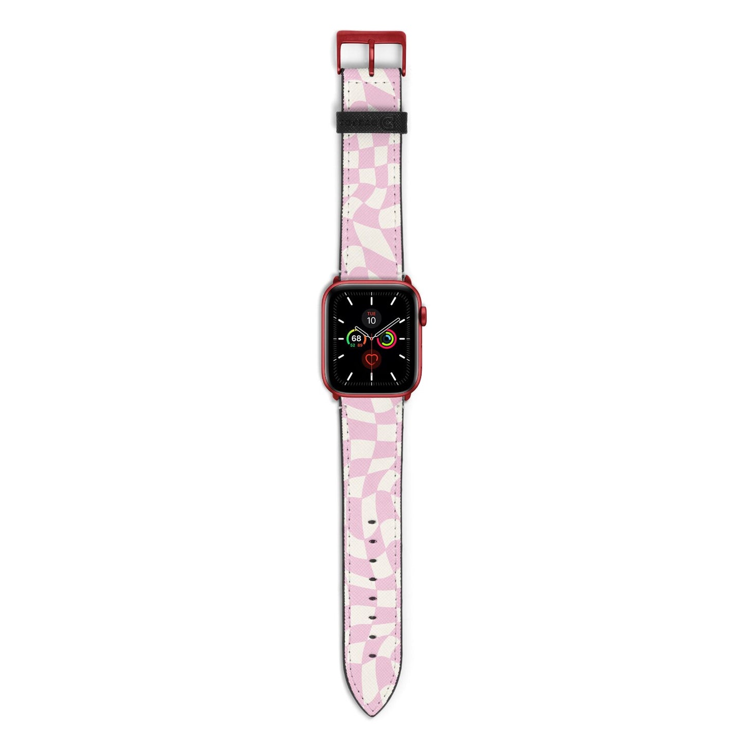 Retro Pink Check Apple Watch Strap with Red Hardware