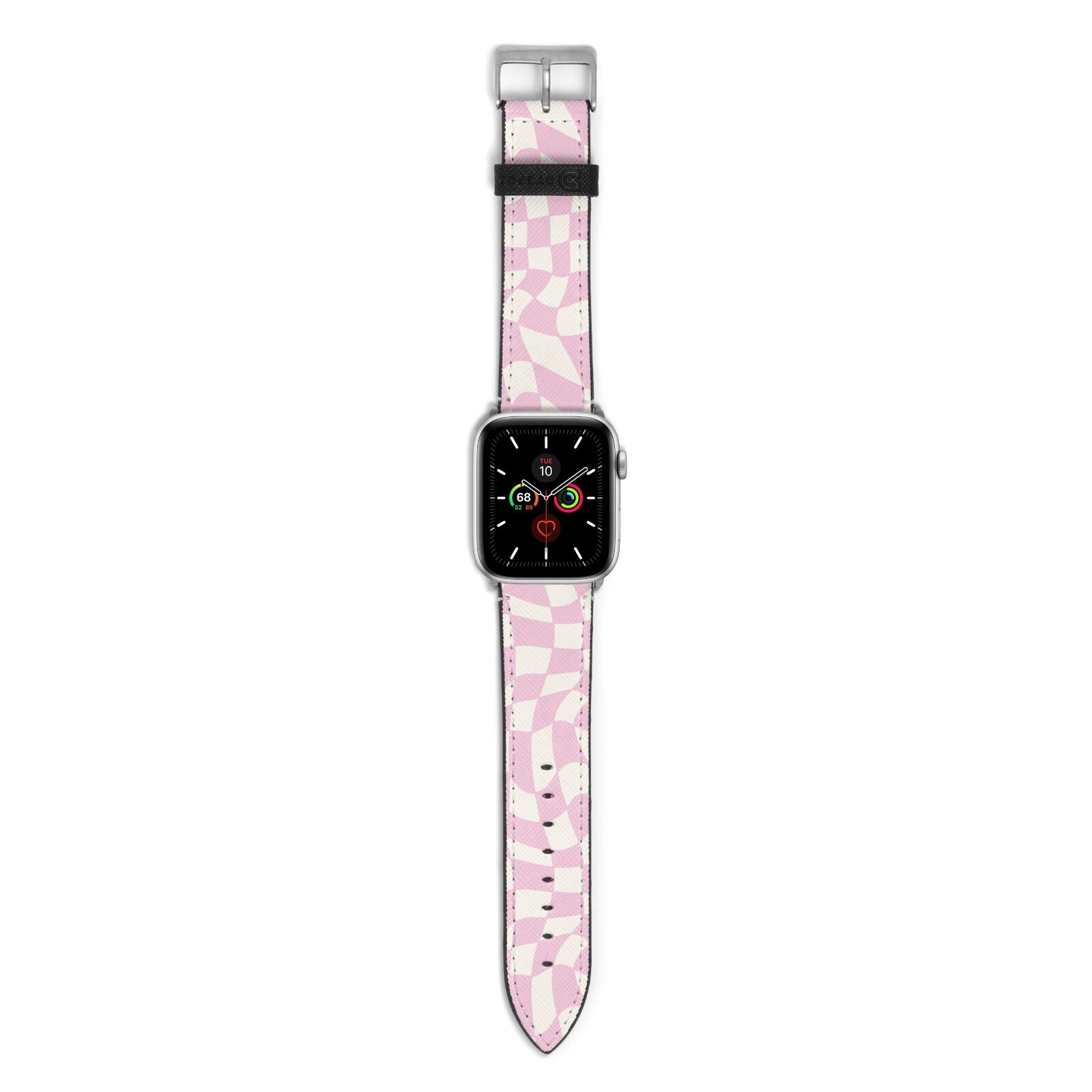 Retro Pink Check Apple Watch Strap with Silver Hardware