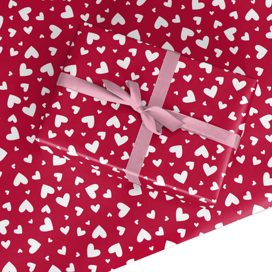 Romantic Red Heart Pattern Custom Wrapping Paper