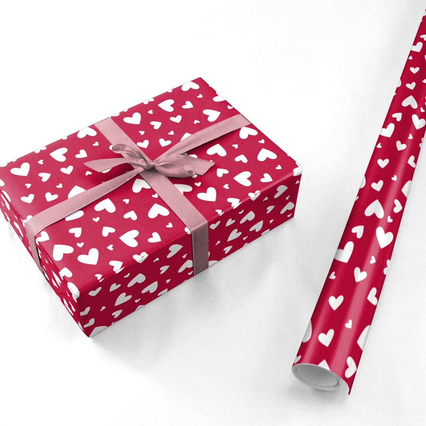 Romantic Red Heart Pattern Personalised Wrapping Paper