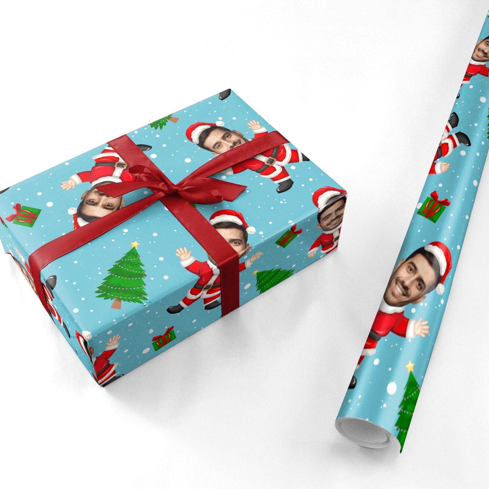 Santa Face Cutout Personalised Personalised Wrapping Paper