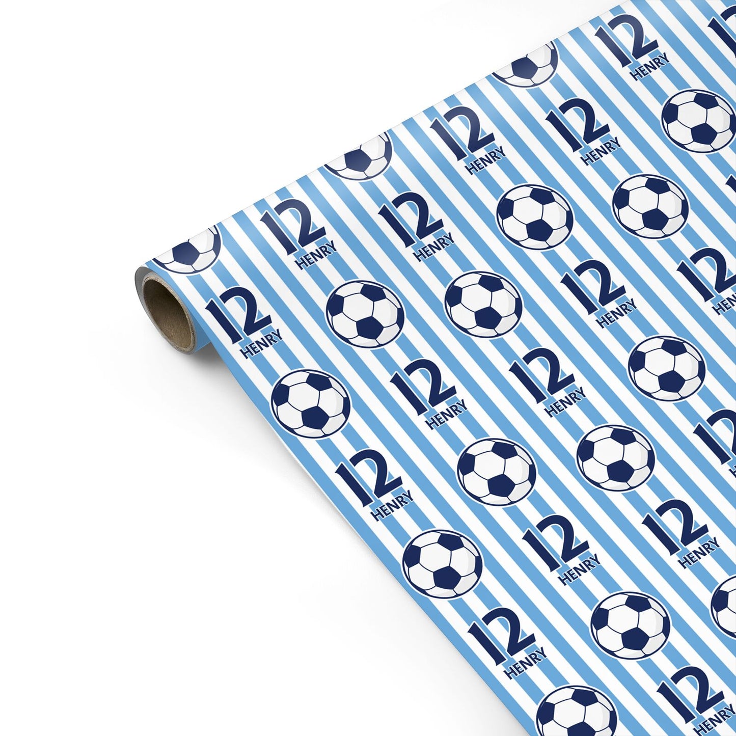 Sky Blue Personalised Football Personalised Gift Wrap